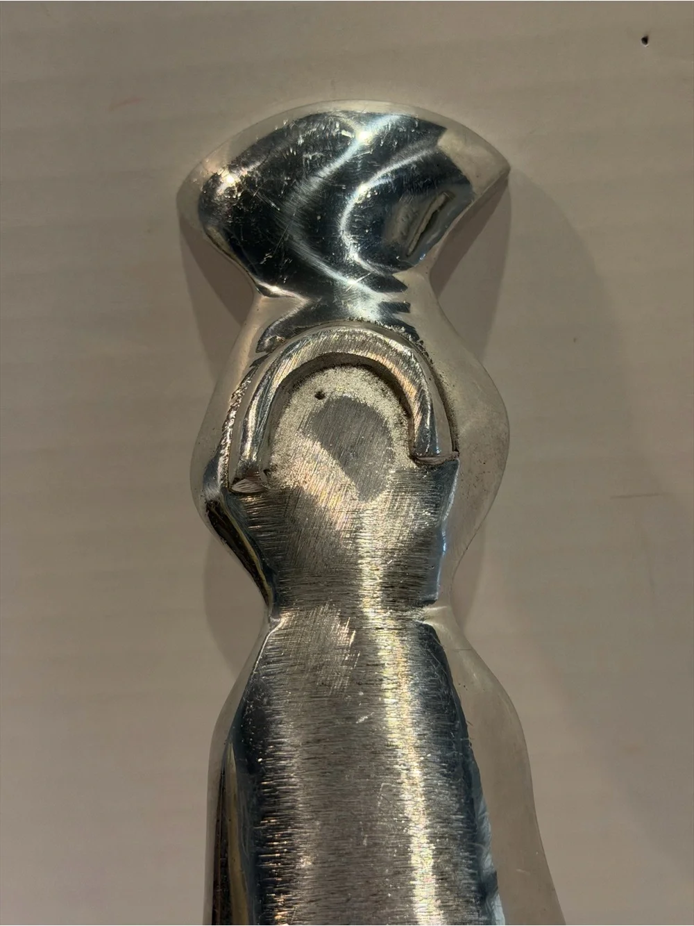 Vintage Cast Aluminum Chef Spoon Rest Silver Tone Metal Rare